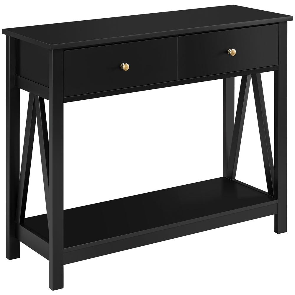 Black Wooden Console Table with Storage Drawer D405
