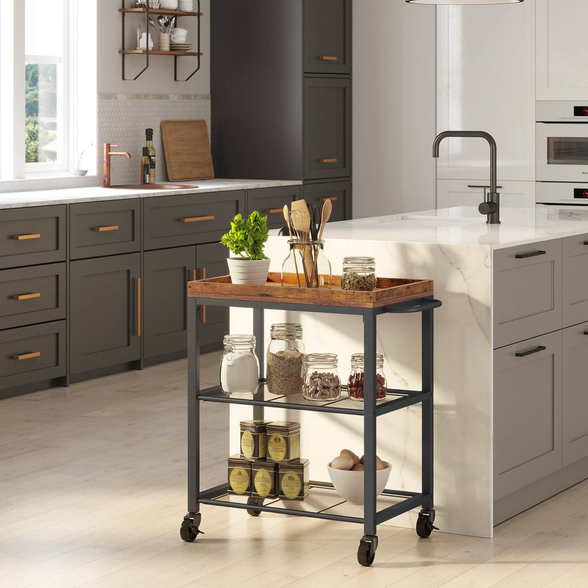 Mesh Shelves Kitchen Cart E540379