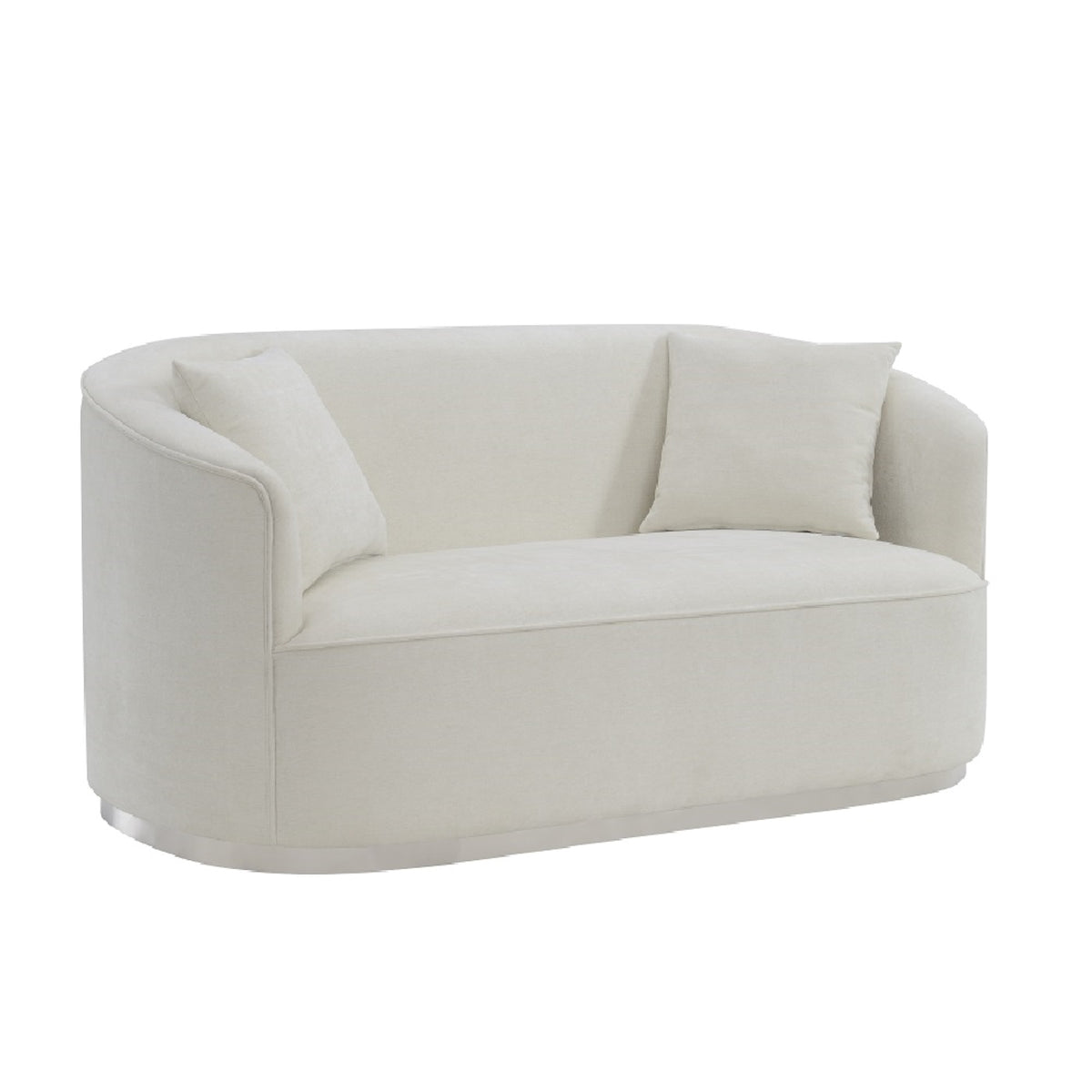 Beige Chenille Loveseat with 2 Pillows B603856