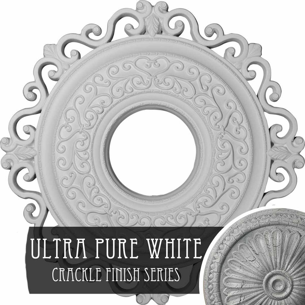22x22OD x 6 1/4x22ID x 1 3/4x22P Ceiling Medallion, Hand-Painted Ultra Pure White Crack Y7338