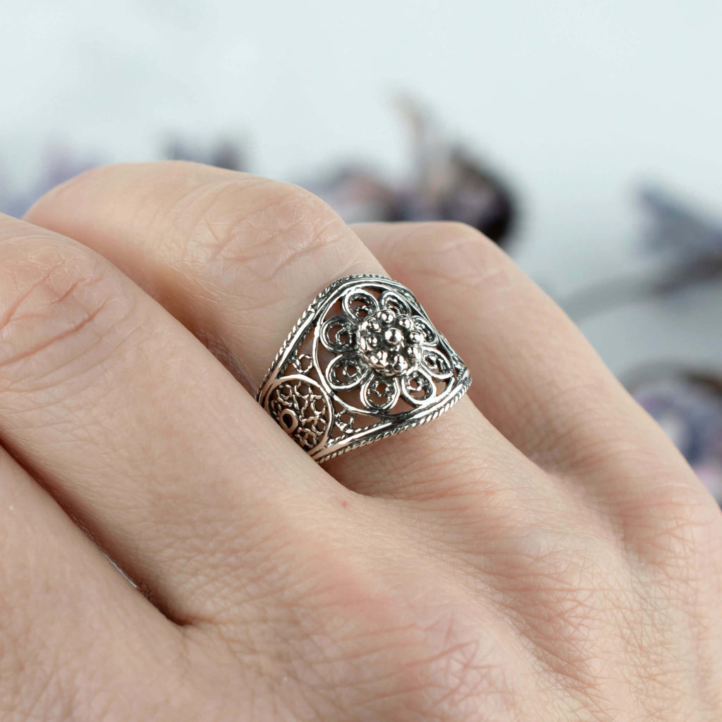 Sterling Silver Filigree Cocktail Ring H50875