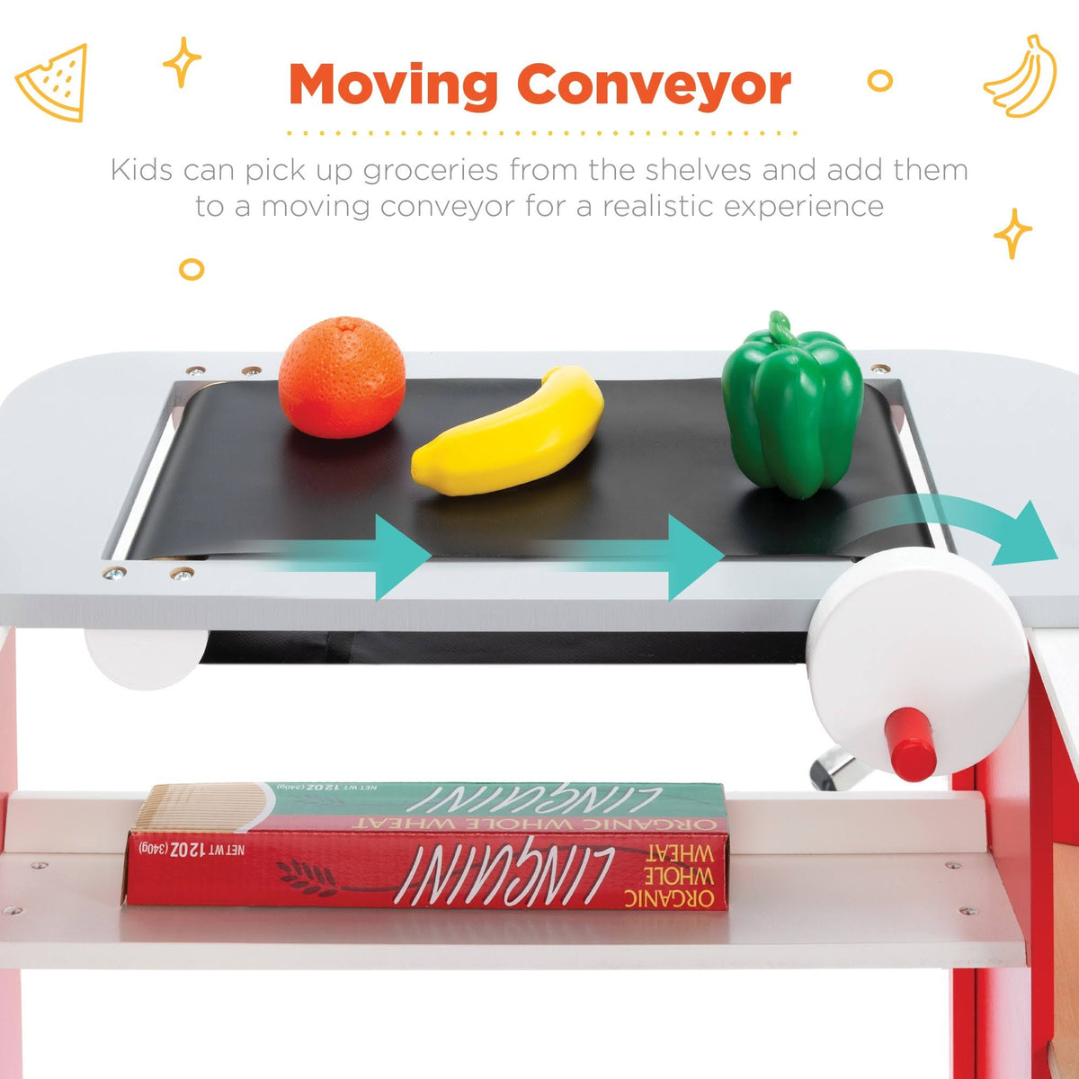 Pretend Play Grocery Store Supermarket Set with Working Conveyor, Cash Register, Play Food, Chalkboard M52965