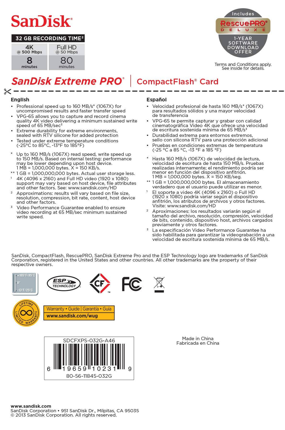 32GB CompactFlash Memory Card N697