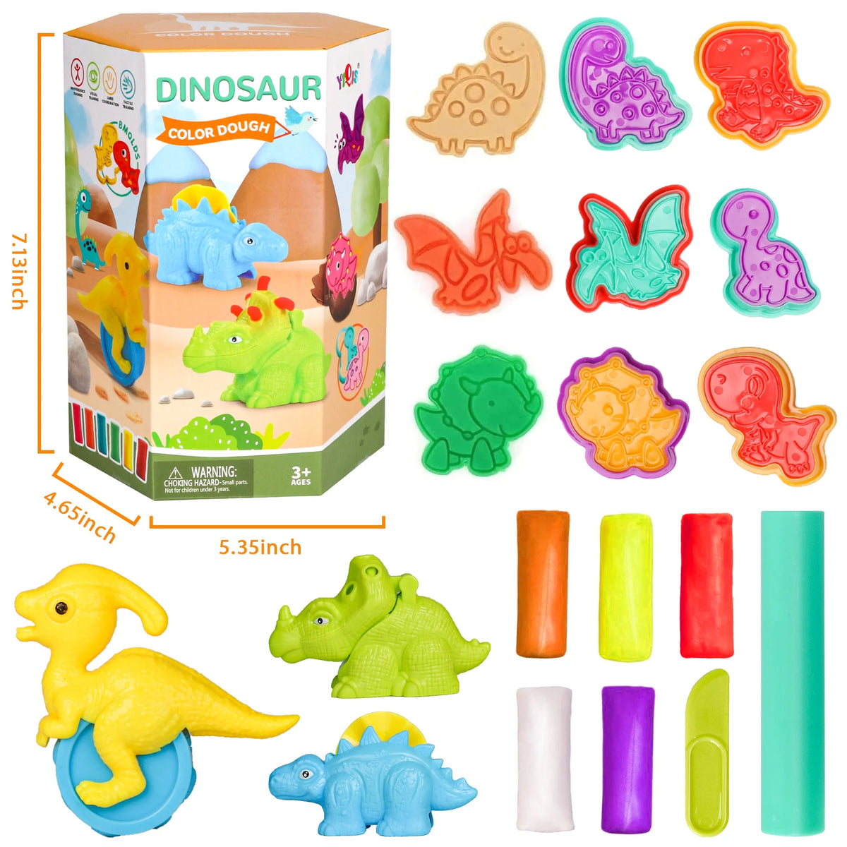 Play Dough Toys Colored Clay Set with Dinosaur Mold Z448015