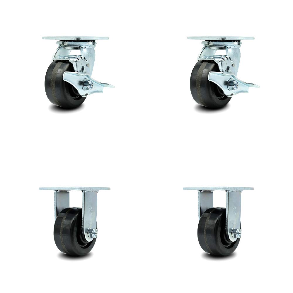 Set of 4 Heavy Duty Replacement Casters with Brakes T953356