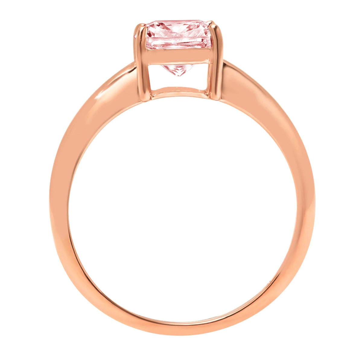 1.5ct Cushion Cut Pink Simulated Diamond 18k Rose Gold Solitaire Ring Size 3.5 A8316