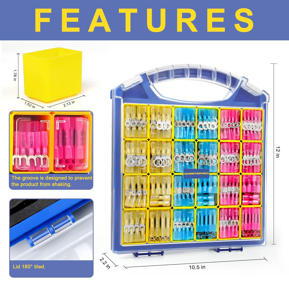 620PCS Marine Grade Heat Shrink Wire Connectors Kit, Tinned Red Copper Electrical Wire Connectors Kit Y629982