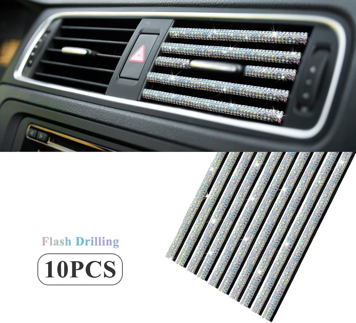 10 Pieces Bling Car Vent Outlet Trim Decoration Strip O161270