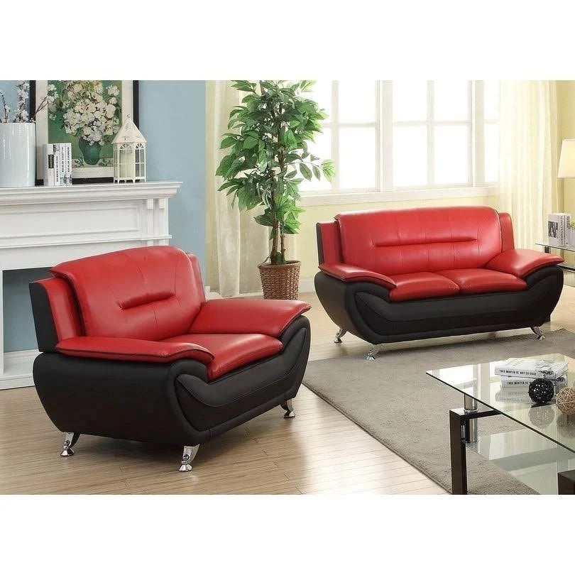 2 Piece Living Room Set Black Red H18111