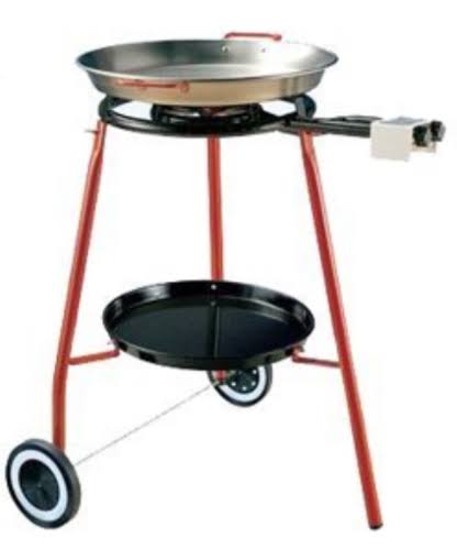 18-inch Carbon Steel Paella Pan Cooking Kit on Wheels J4945