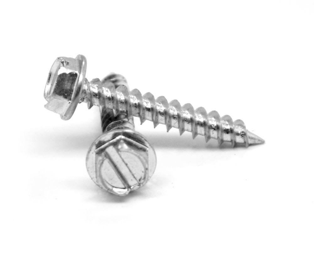 1/4-14 x 2 1/2 Slotted Hex Washer Head Sheet Metal Screw Type AB Low Carbon Steel Zinc Plated Pk 700 G722