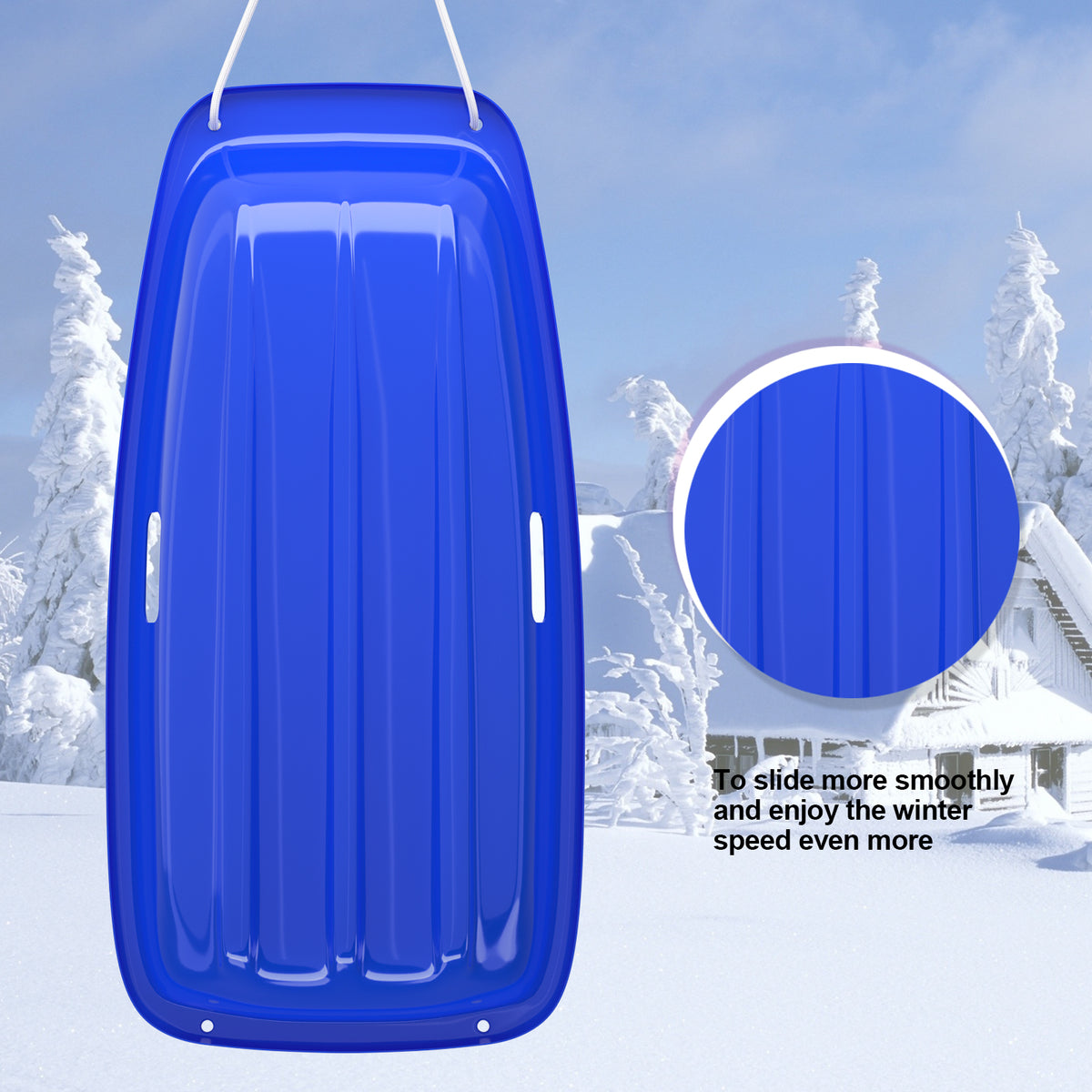 35 Inch Plastic Snow Sled Boat Shape Snow Sledge for Kids O6131
