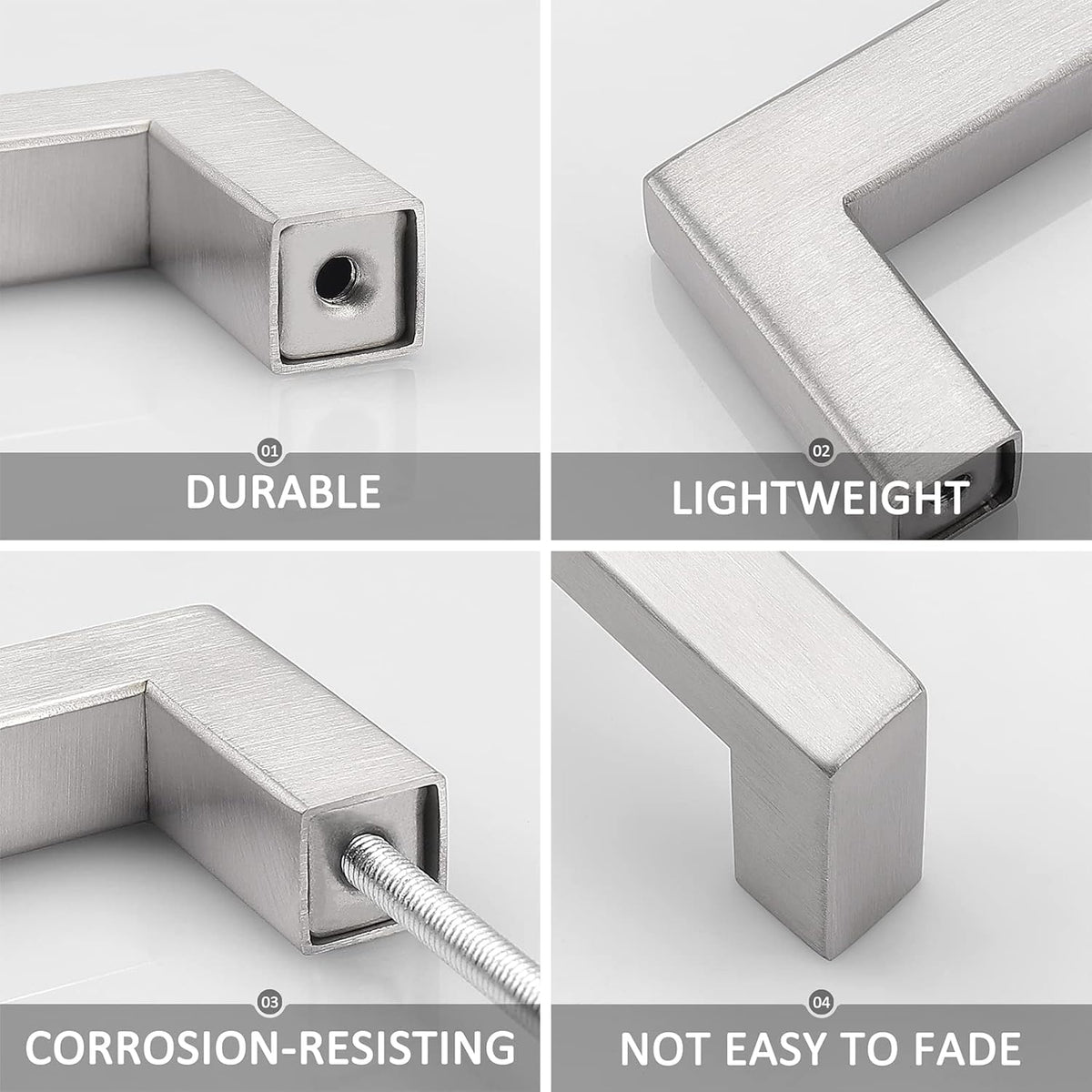 30 Pack Stainless Steel Square Corner Kitchen Cabinet Door Handles R717