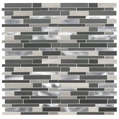 12x22 Glass Natural Stone Metal Mosaic Tile in Gray N838