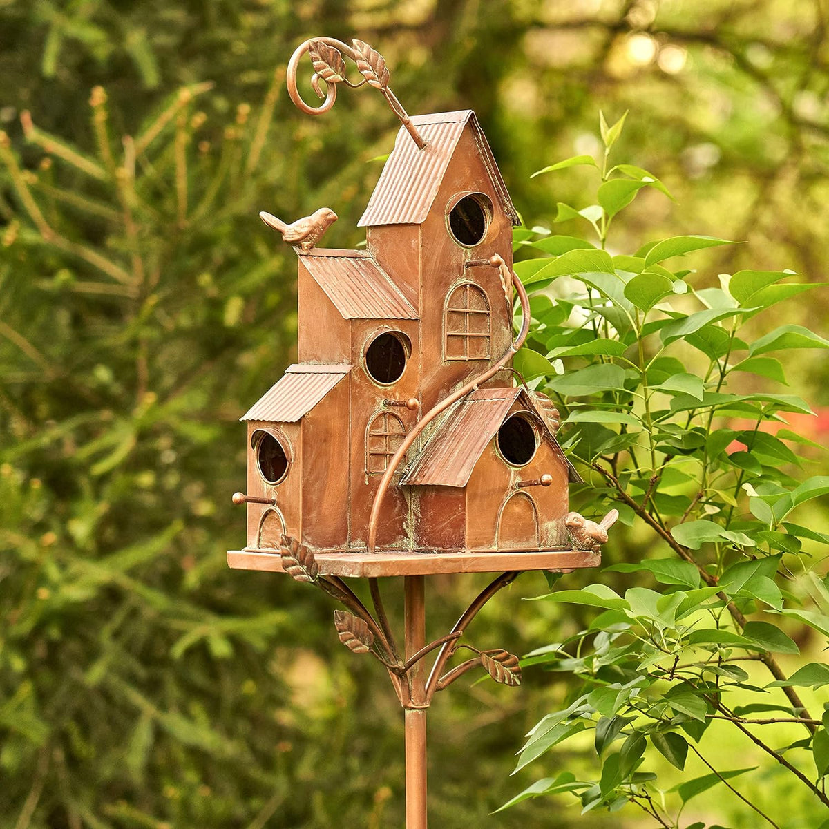 Large Copper Colored Multi-Birdhouse Stakes N91248