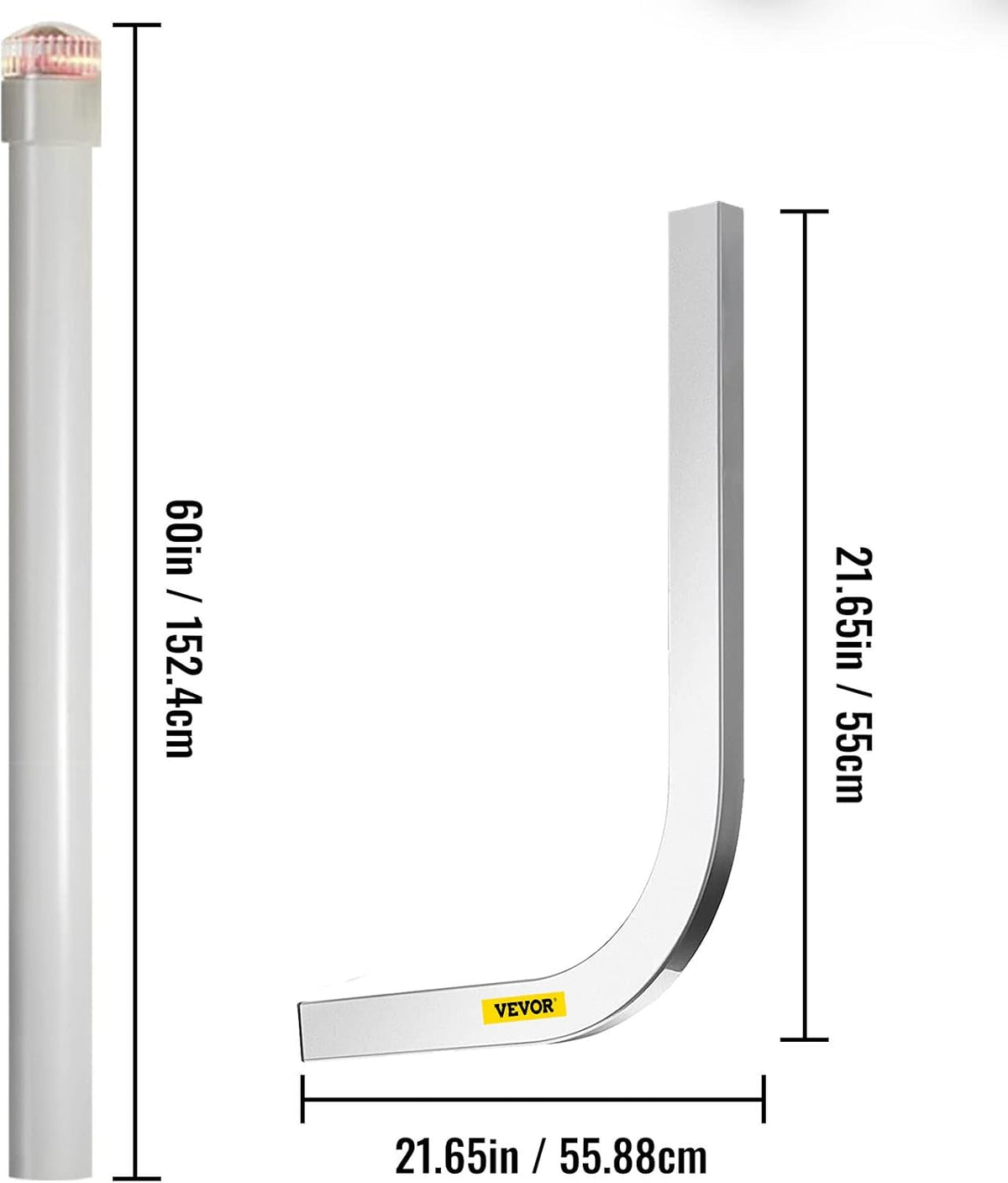 Boat Trailer Guide-on, 60", 2PCS Galvanized Steel with LED-Lighted PVC Tube Covers P270