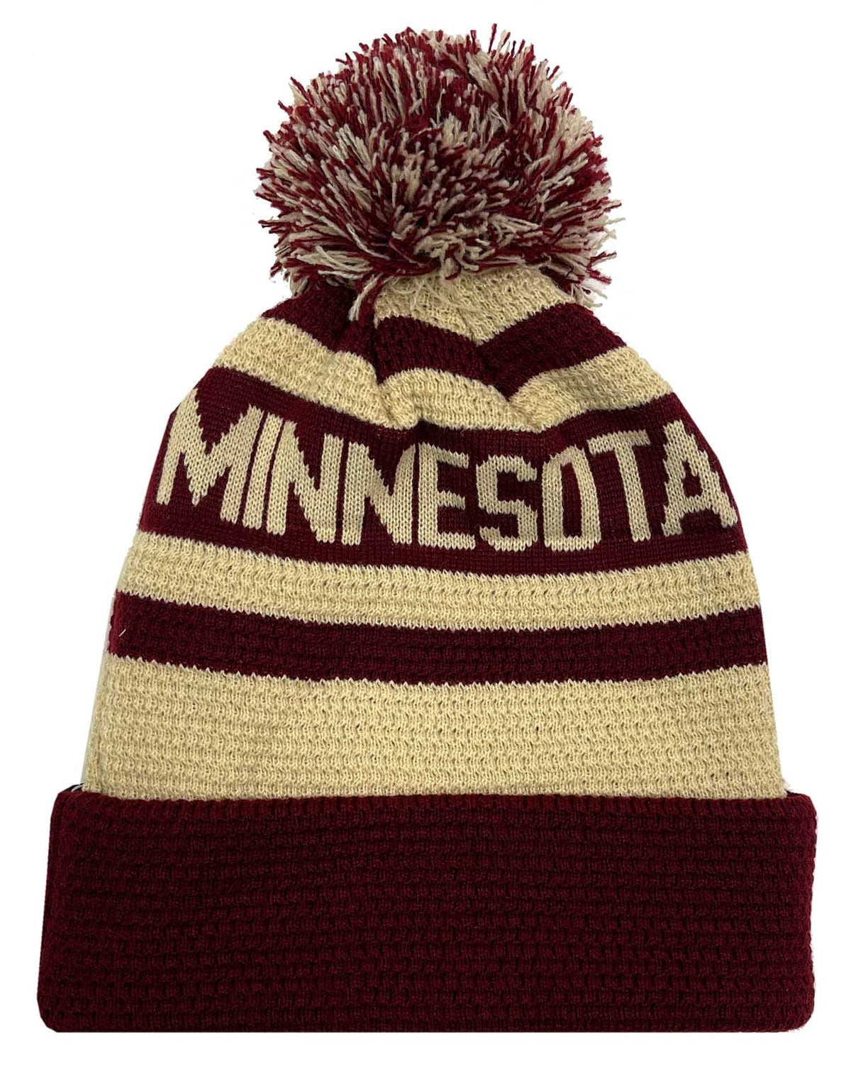 Maroon Cream Embroidered Logo Knit Hat Q587511