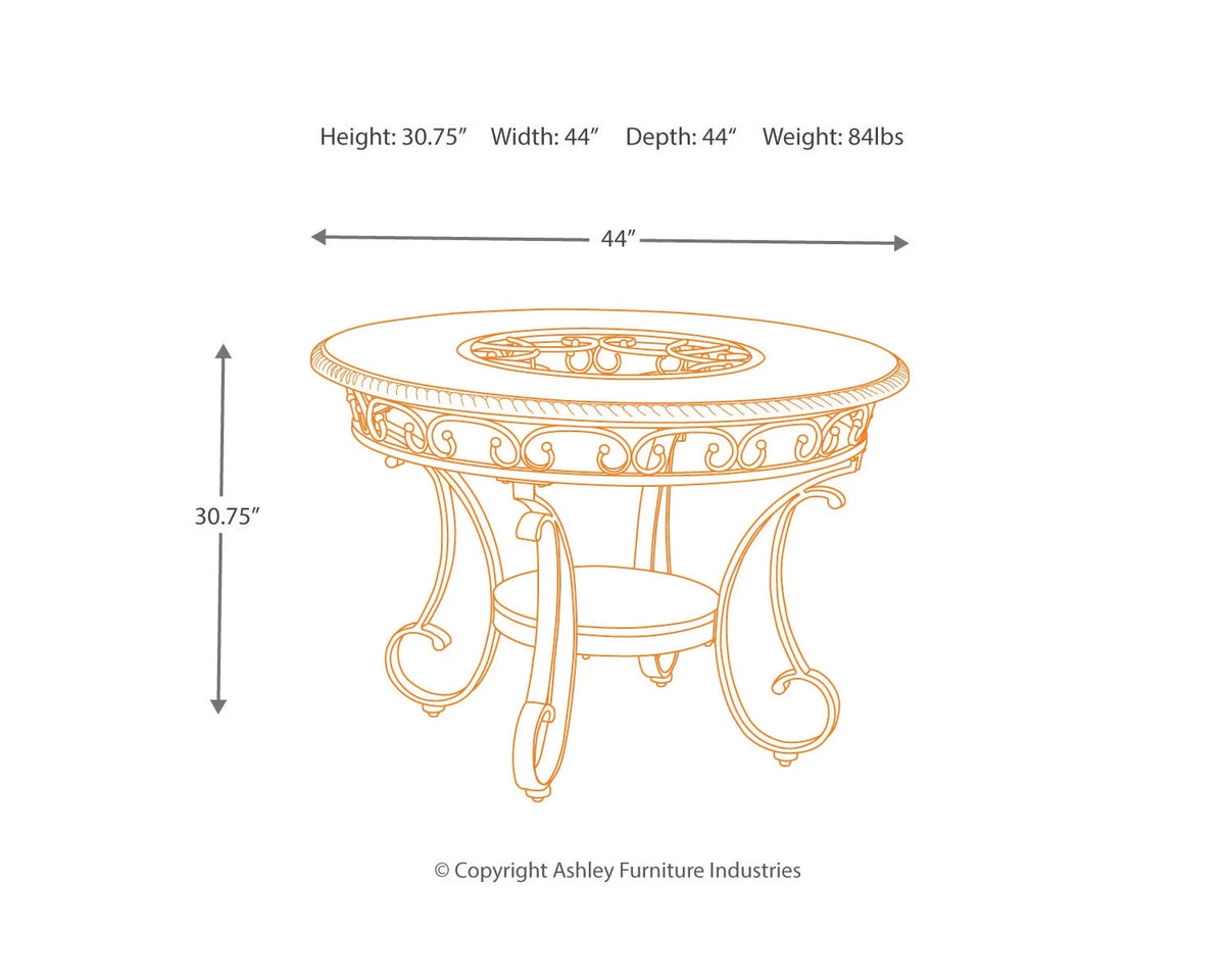 Brown Round Glass Top Dining Table A406
