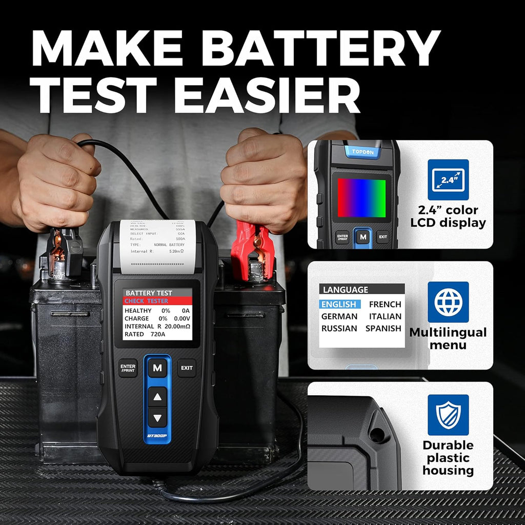 12V 24V 100-2000CCA Lead-Acid Battery Tester with Built-in Printer P561923