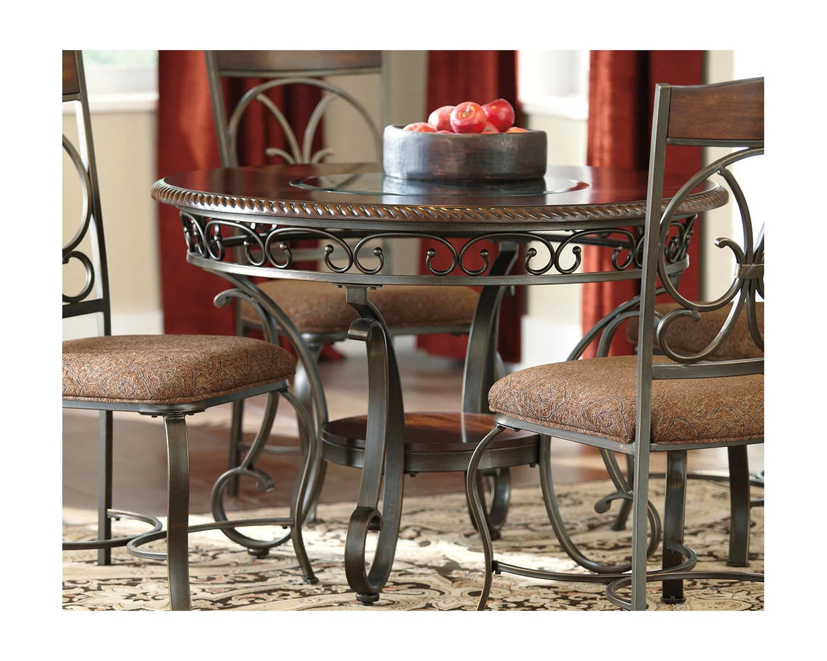 Brown Round Glass Top Dining Table A406