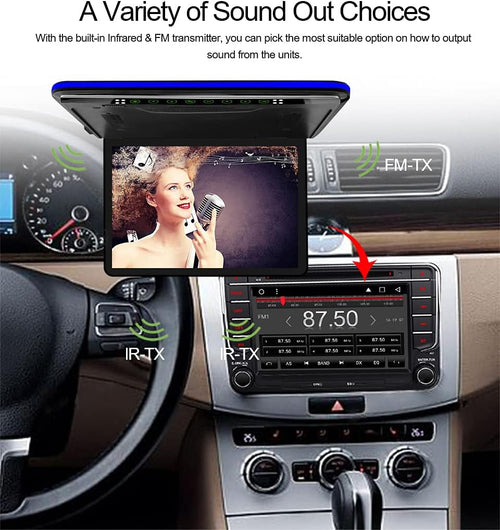 13.3 inch FHD Car Roof Monitor Flip Down Overhead Video Display with USB SD HDMI Port I917