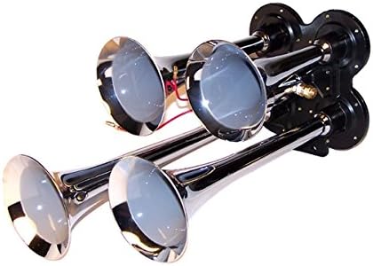 4 Trumpet Chrome Air Horn Kit with 110 PSI 12-Volt Air Compressor Tank O779008