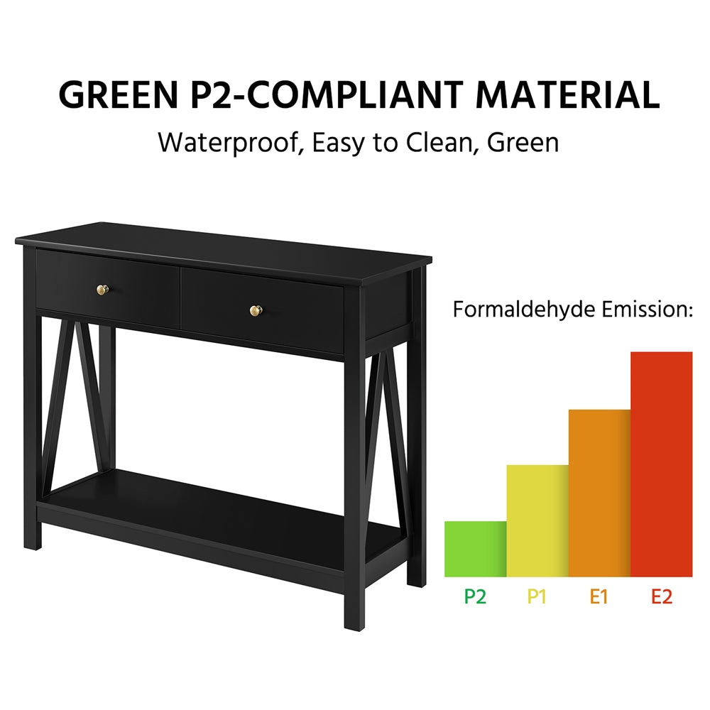 Black Wooden Console Table with Storage Drawer D405