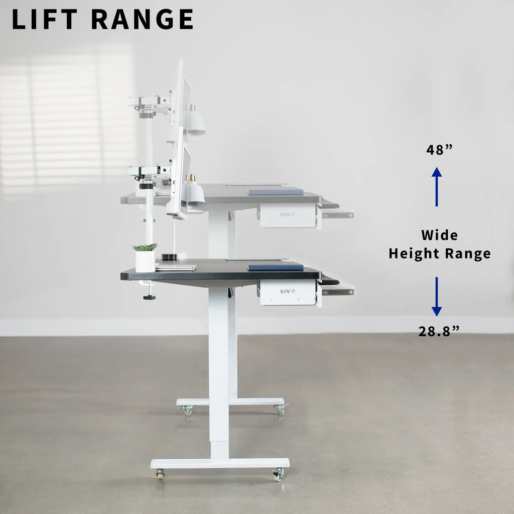 Electric Desk with Drawer, Dark Walnut Top, White Frame Y58783