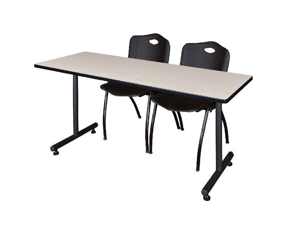 Maple Training Table & Black Stack Chairs Z314078