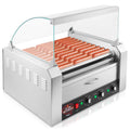 Electric Hot Dog Roller Machine with Cover, 11 Rollers, Bun Warming Drawer F7325