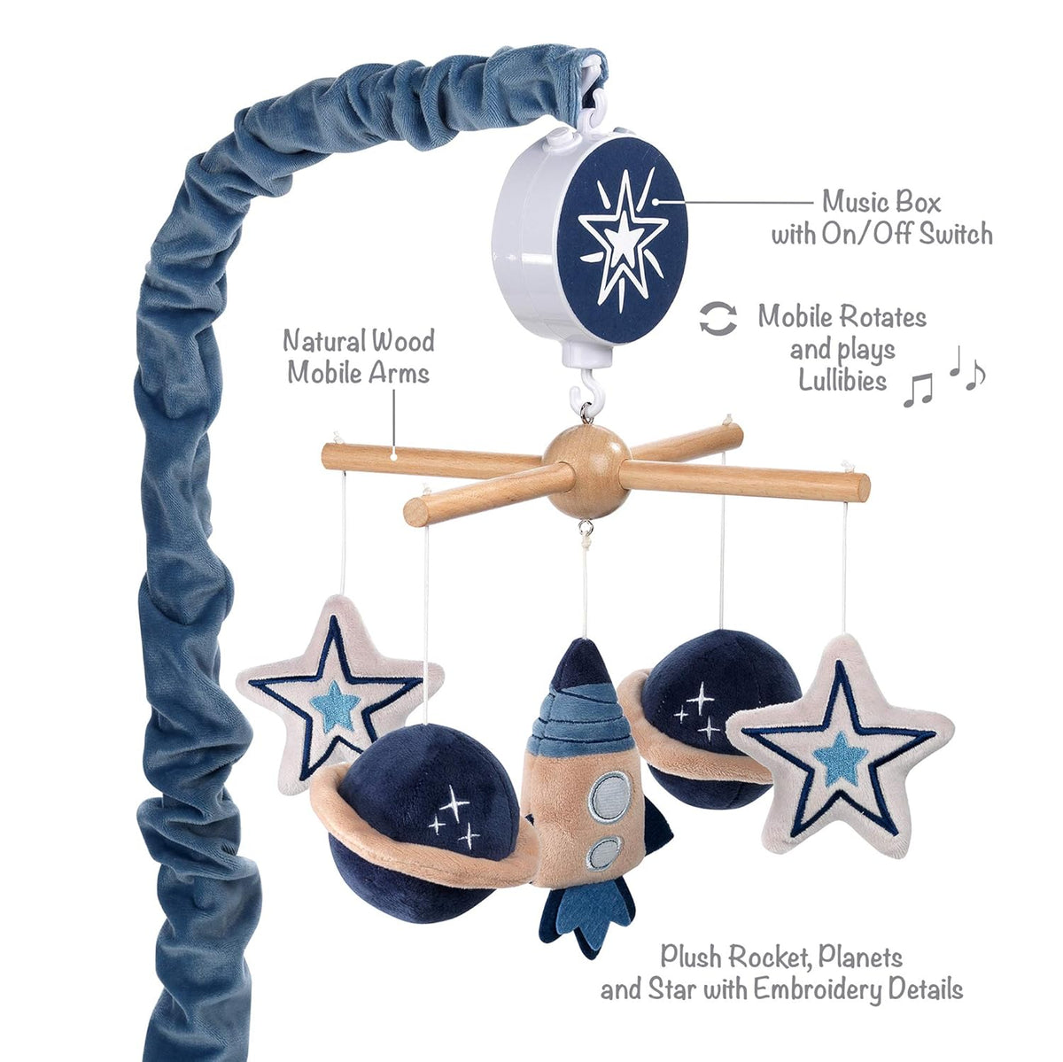 Blue Musical Baby Crib Mobile Soother Toy E550222